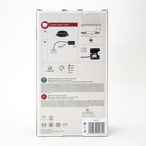 PAULMANN 94472 - KOMPLET 3xLED/6W IP23 Prigu&scaron;iva kupatilska svetiljka NOVA 230V Cene