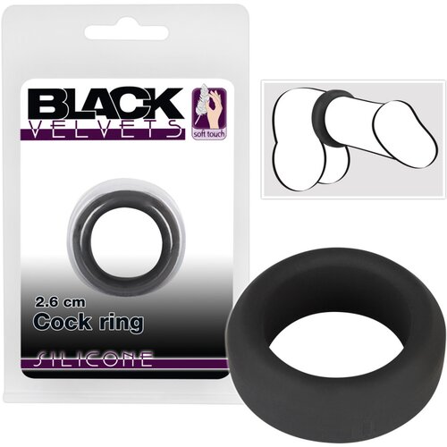 Black Velvets Black Velvet - obroček za penis z debelimi stenami (2,6 cm) - črn Cene