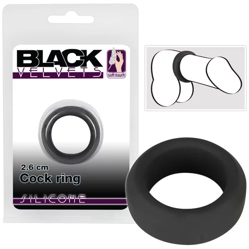 Black Velvets Black Velvet - obroček za penis z debelimi stenami (2,6 cm) - črn