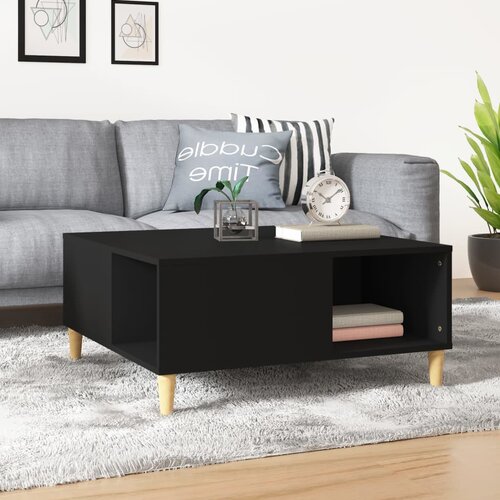 The Living Store Klubska mizica črna 80x80x36,5 cm inženirski les - Klubska Mizica, (21573359) Slike