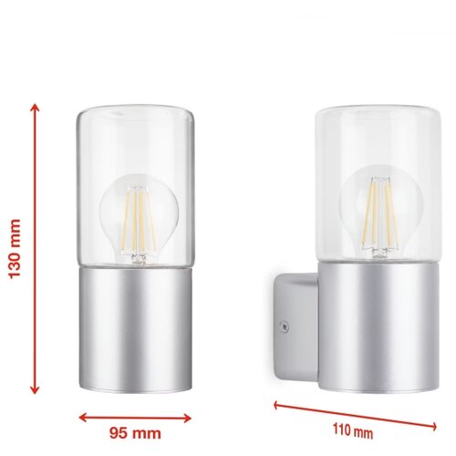 BRILONER 320504TF - Spolja&amp;scaron;nja zidna lampa 1xE27/12W/230V IP44 srebrna Slike