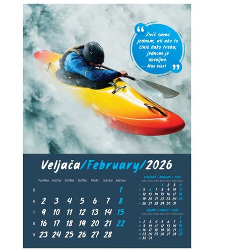  KALENDAR &amp;quot;ZRNCE MUDROSTI 2026&amp;quot; 13 LISTOVA, SPIRALA Slike