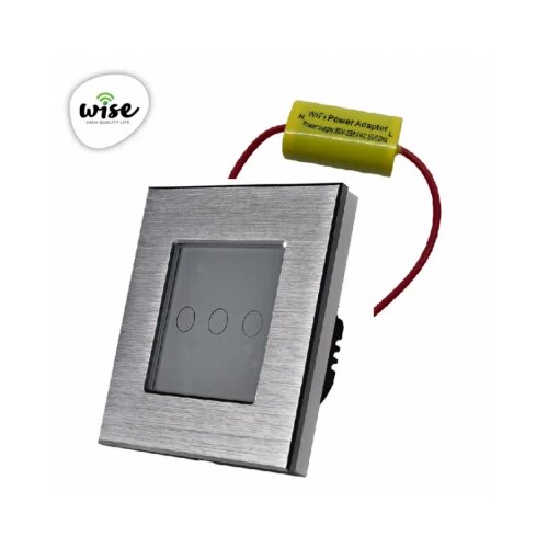 Wise wifi pametni prekidač slw - nije potrebna &amp;quot;nula&amp;quot; žica - 3 tastera - aluminijumski panel Slike
