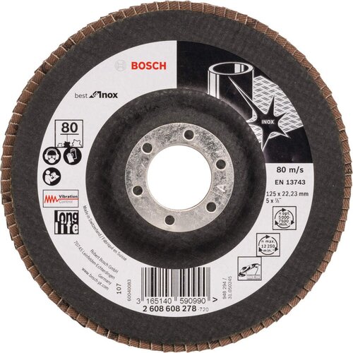 Bosch lamelni brusni disk X581, Best for Inox 125 mm, 22,23 mm, 80 - 2608608278 Slike