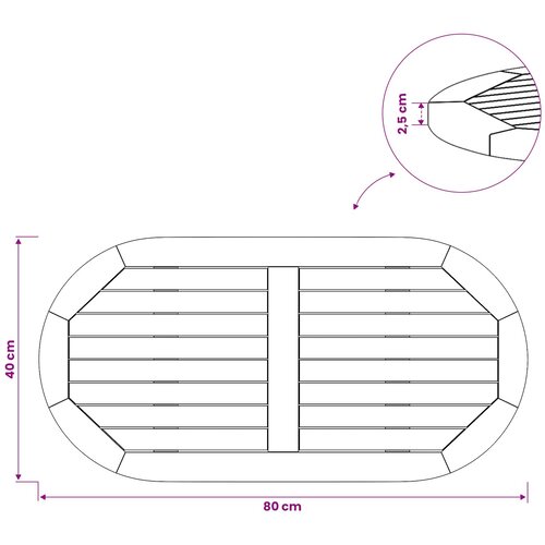  Gornji dio stola 80 x 40 x 2,5 cm Ovalni Čvrsto teak drvo Slike