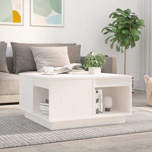 The Living Store Klubska mizica bela 60x61x32,5 cm trdna borovina - Klubska Mizica, (21574480) Cene