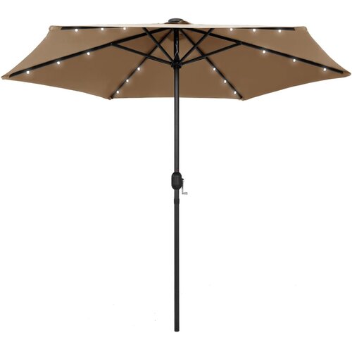 vidaXL suncobran s LED svjetlima i aluminijskom šipkom 270 cm sivkasti Cene