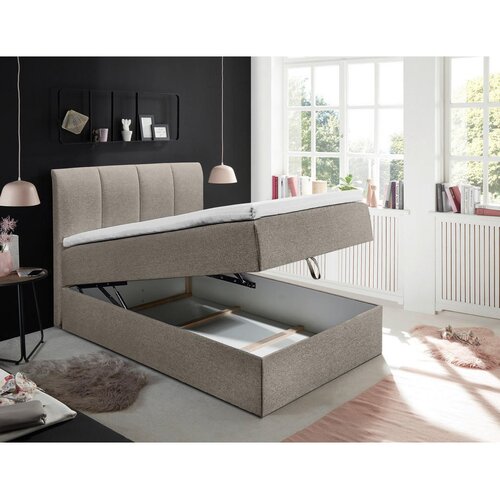 MID.YOU POSTELJA BOXSPRING 120 cm x 200 cm , tekstil umazano rjava Slike