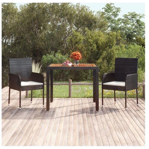  Vrtni stol s drvenom pločom crni 90 x 90 x 75 cm od poliratana Cene
