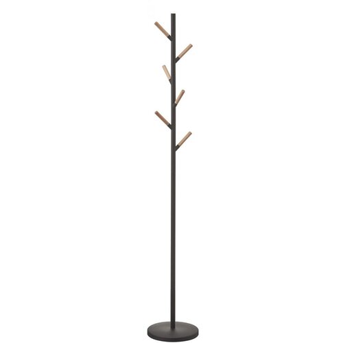 YAMAZAKI Črn obe&amp;scaron;alnik z detajli iz bukovega lesa Plain Pole Hanger Slike
