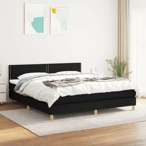  Box spring postelja z vzmetnico črna 160x200 cm blago, (20895923)