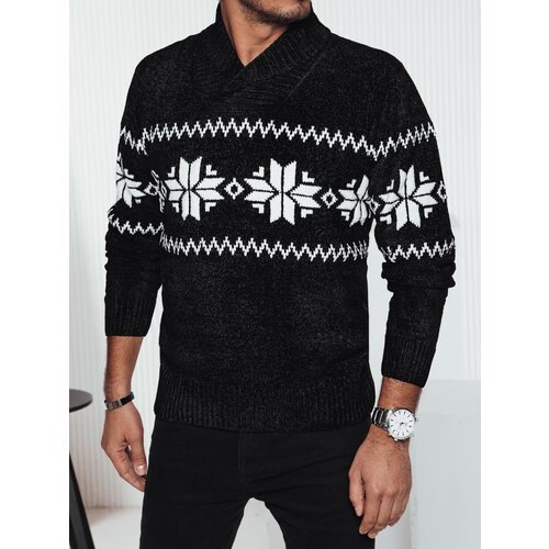 DStreet Sweter męski w śnieżynki czarny Slike