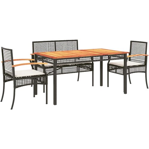  5-dijelni vrtni blagovaonski set s jastucima od poliratana crni Crna 140 cm table length Slike