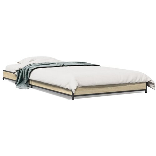 VidaXL Okvir za krevet boja hrasta 75x190 cm konstruirano drvo i metal Slike
