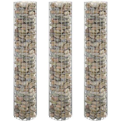 vidaXL Okrogle visoke grede gabion 3 kosi pocinkano jeklo Ø30x150 cm Cene