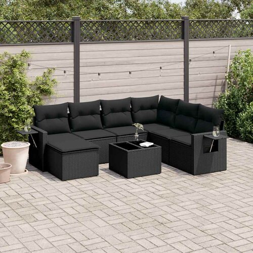  8-dijelni set vrtnih sofa s jastucima smeđi od poliratana Slike