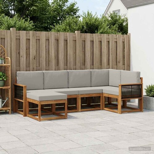  Set vanjskih sofa 6 kom. Prirodna i svjetlosiva Smeđa 247 x 128,5 x 73 cm Cene