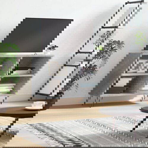 VidaXL TV omarica betonsko siva 69,5x30x50 cm inženirski les Slike