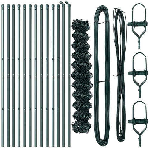 VidaXL Ograda od lančanih veza s 13 stupova 1.2x25 m od galvaniziranog čelika zelena Slike
