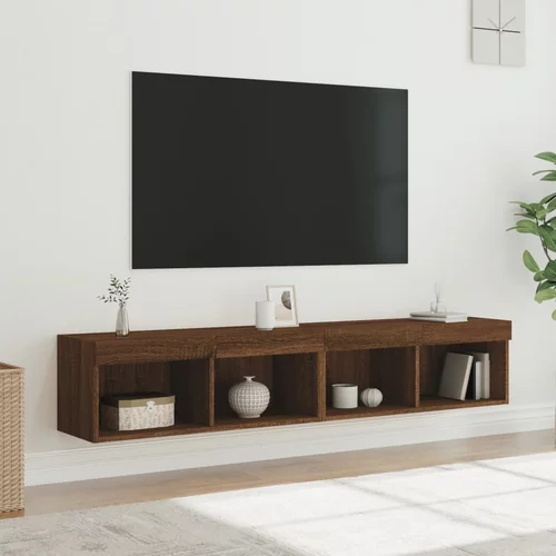 vidaXL TV omarica z LED lučkami 2 kosa rjavi hrast 80x30x30 cm