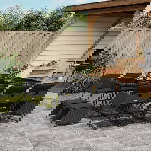 vidaXL 11-dijelni vrtni blagovaonski set s jastucima poliratan crni Cijene