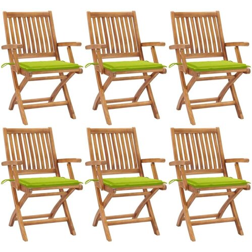  Sklopive vrtne stolice s jastucima 6 kom od masivne tikovine - Svjetlozelena 6 S naslonom za ruke 1 Cijene
