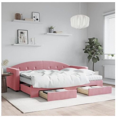 vidaXL izvlečna dnevna postelja s predali roza 80x200 cm žam Cene