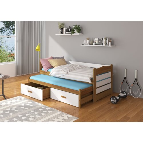 ADRK Otroka postelja TIARRO z vzmetnicama 87 cm - HRAST-BELA Slike
