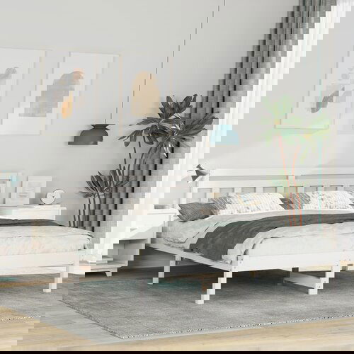 vidaXL Konstrukcija postelje Bela 140 x 200 cm Trdna borovina Cene