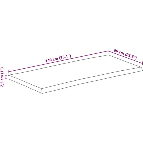 Stolna ploča 140x60x2,5cm od masivnog drva manga sa živim rubom Slike