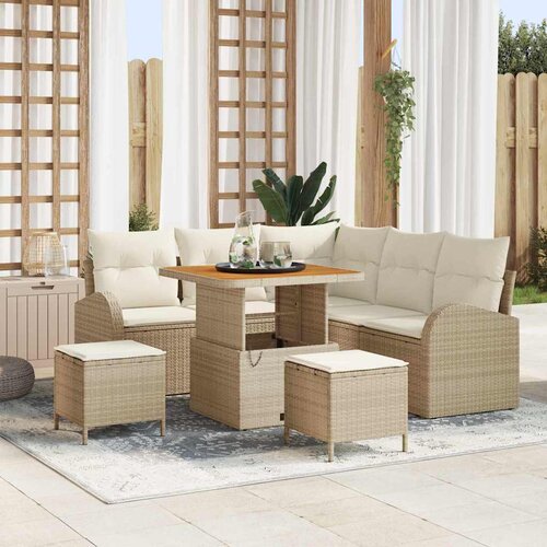 vidaXL Vrtna sedežna garnitura 8 pcs Bež, Kremasta 80 x 80 x 71 cm Cene