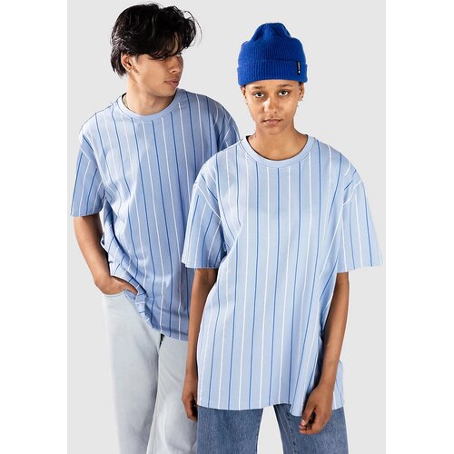 Urban Classics Printed Pinstripe T-shirt powderblue / white / royal Cene