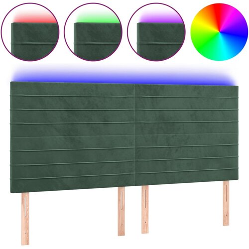 Maison Chic LED Posteljno vzglavje - Vzglavna omarica - Nočna omarica temno zeleno 160x5x118/128 cm žamet, (21712915) Cene