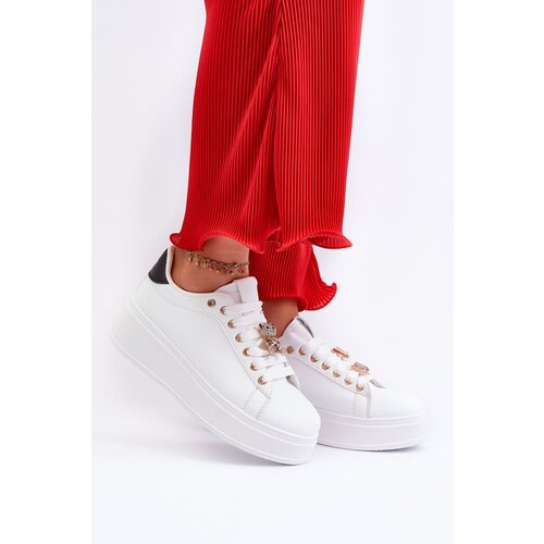 Kesi Women's platform sneakers with teddy bear, white Moanda Cene