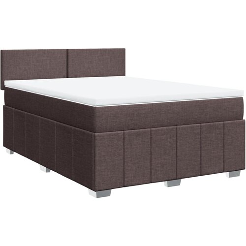vidaXL Box spring postelja z vzmetnico temno rjav 140x190 cm blago, (21308617) Cene