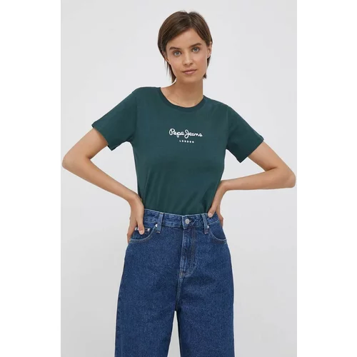 PepeJeans Bombažna kratka majica Wendys zelena barva