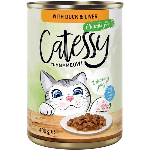 Catessy Varčno pakiranje koščki v omaki ali želeju 48 x 400 g - Z raco in jetri v omaki Cene
