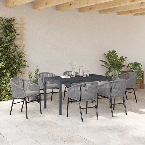  Vrtni set za objed 7 kom. Siva poliratan 180 x 80 x 74 cm Slike