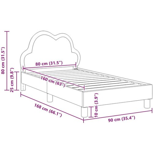  Okvir za krevet s uzglavljem Svijetlo siva 80 x 160 cm PU Slike