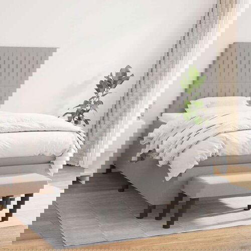  Box spring postelja z vzmetnico svetlo siva 90x200 cm blago, (20789976) Slike