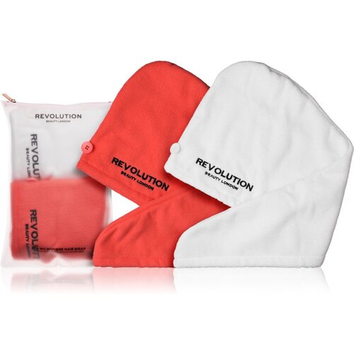 Revolution Haircare Microfibre Hair Wraps brisača za lase odtenek Coral/White 2 kos Cene