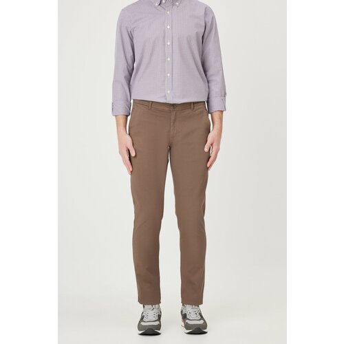AC&Co / Altınyıldız Classics Men's Light Brown Slim Fit Slim Fit Cotton Side Pocket Flexible Chino Trousers Cene