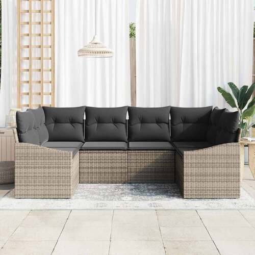  Sjedeća garnitura za vrt 6 kom. Siva poliratan 234 x 123.5 x 69 cm Slike