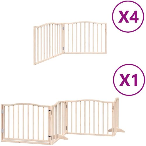  Vrata za pse s vrata&amp;scaron;cima 12 panela sklopiva 960 cm drvo topole Smeđa 80 x 60 x 2 cm Slike