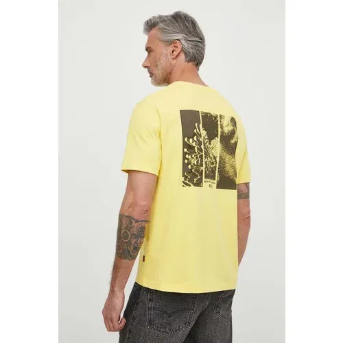 BOSS Orange Pamučna majica za muškarce, boja: žuta, s tiskom