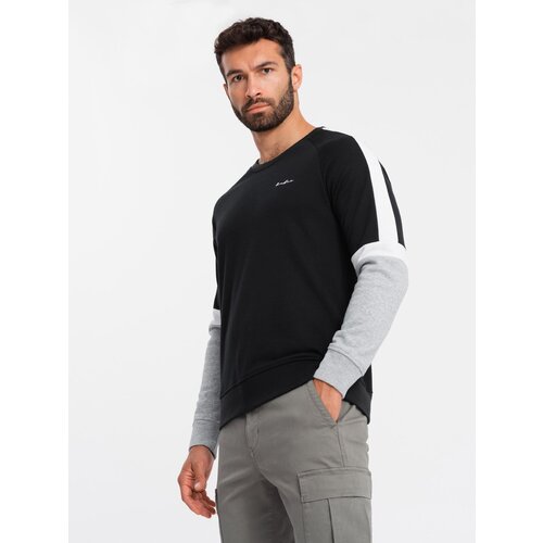 Ombre Tri-color men's sweatshirt with raglan sleeves - black Slike