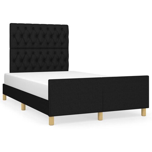  The Living Store Posteljni okvir z vzglavjem črn 120x190 cm tkanina - Posteljni Okvir Z Vzglavjem, (21450623) Slike