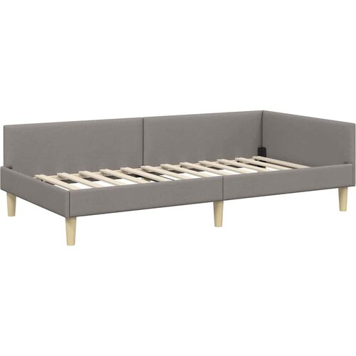 vidaXL Kotna postelja Taupe 100 x 200 cm Tkanina in oblikovan les, (5000069418) Cene