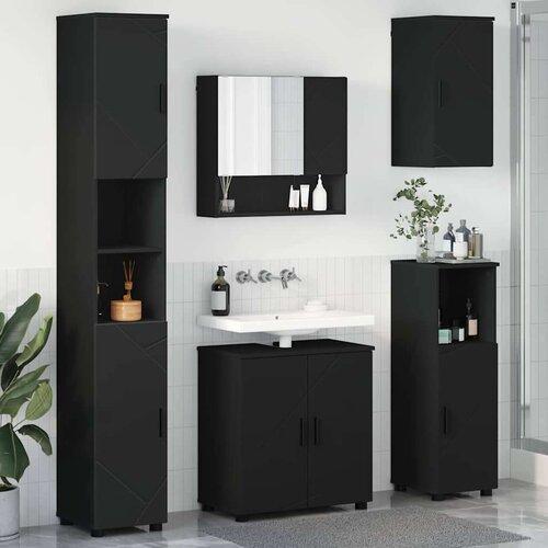 vidaXL Set namještaja za kupaonicu Zidne 5 pcs Crna 61 x 35 x 64 cm Cijene