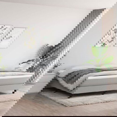 VidaXL Box spring posteljni okvir svetlo siv 160x200 cm blago Slike